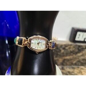 Adolfo Ladies 19mm Watch Gold Tone Stone Band With 1 Extension Piece